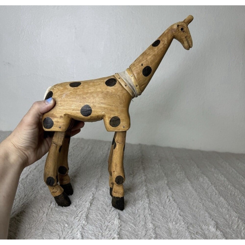 Vintage Wooden Folk Art‎ Giraffe Swinging Shelf Sitter Legs Moving Neck Figure - Picture 13 of 16